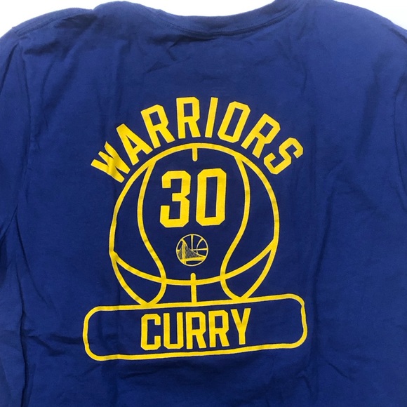 Golden State Warriors Steph Curry T-Shirt Large Name Number Tee Cotton Royal - Picture 5 of 5